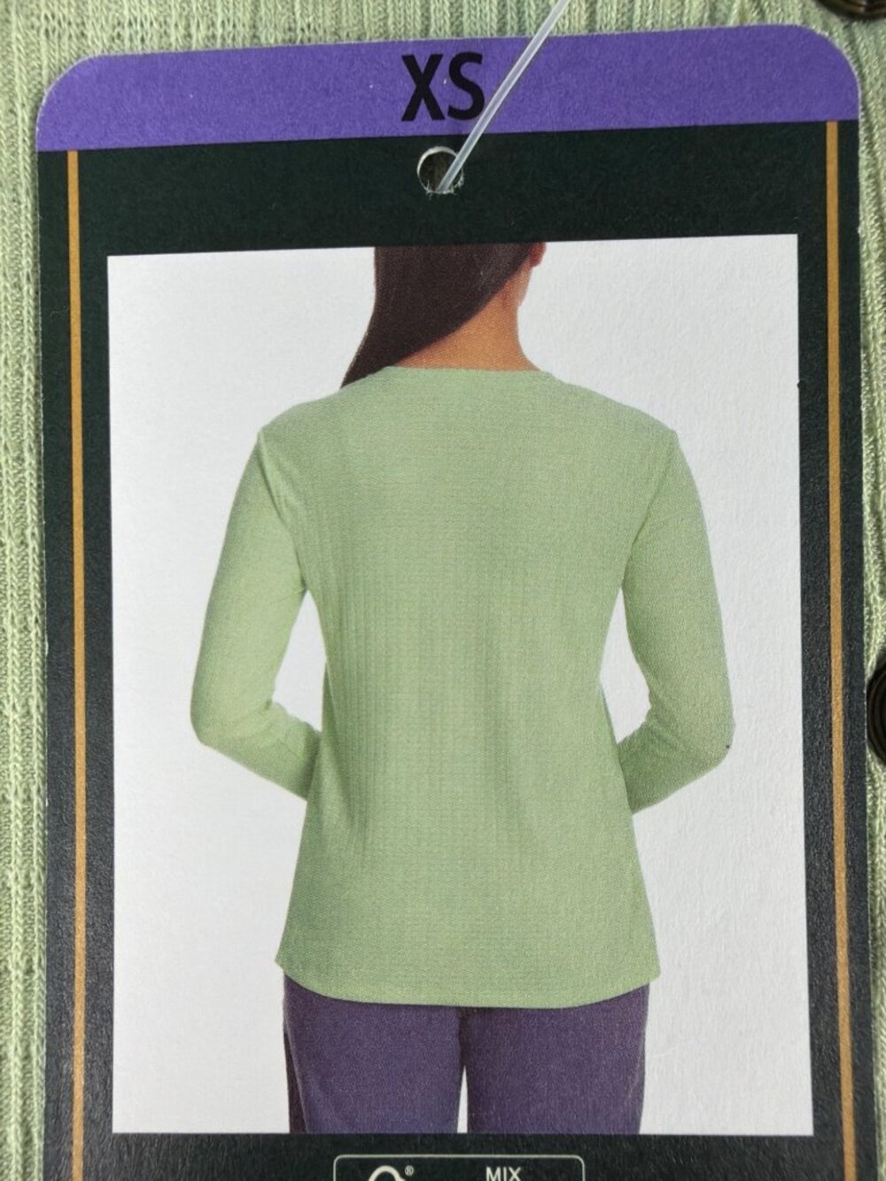G.H. Bass & Co. Womens XS Green Textured Henley Long Sleeve Top - Picture 6 of 8